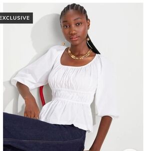 White XL Peasant Cotton Prairie Milkmade Cottagecore Top